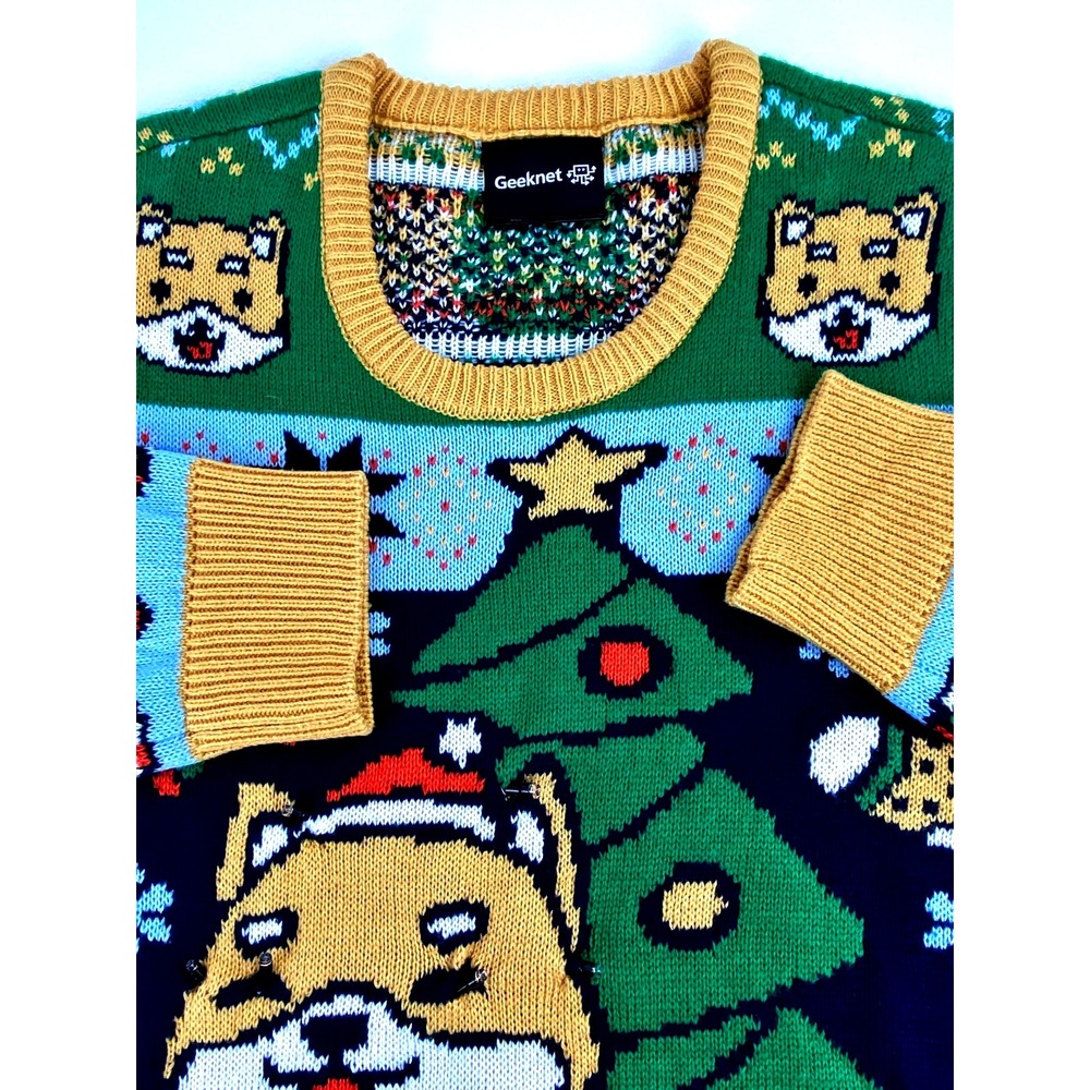 Geeknet Ugly Christmas Sweater Shiba Inu Men's 2X LIGHTS UP! Holiday Pullover